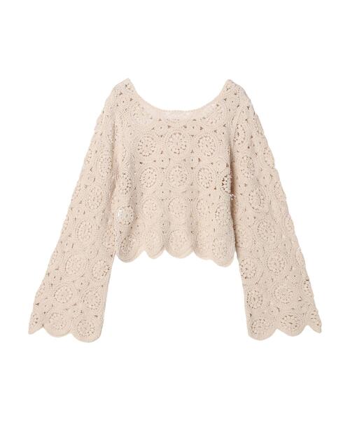 Green　Parks（グリーンパークス）の「・Petit Fleur2wayカギバリプルオーバー（ニット/セーター・レディース・ブラック/グレイッシュベージュ・FREE）」の6枚目の写真