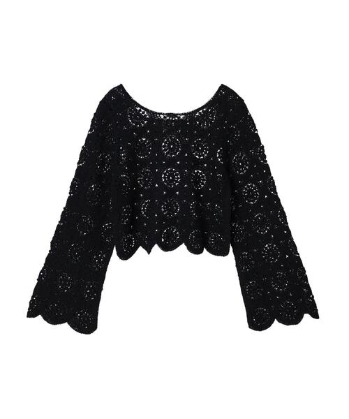 Green　Parks（グリーンパークス）の「・Petit Fleur2wayカギバリプルオーバー（ニット/セーター・レディース・ブラック/グレイッシュベージュ・FREE）」の8枚目の写真