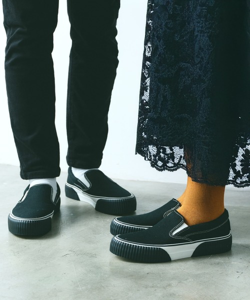 SLACK FOOTWEAR(スラックフットウェア)の「厚底 スニーカー スリッポン モノトーン スケイル(スリッポン・メンズ・ブラック/ブラック系その他・25.0cm/26.0cm/26.5cm/27.0cm/27.5cm/28.0cm/23.0cm/24.0cm/23.5cm/24.5cm)」の21枚目の写真