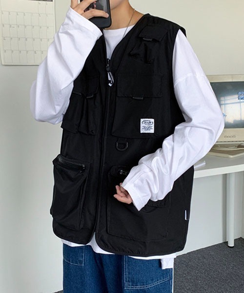 WESTBOY（ウエストボーイ）の「ルーズシルエットビッグポケットフィッシングベスト WO22WOT01【WB ORIGINALS】（ベスト・メンズ・ブラック/オリーブ・FREE）」の7枚目の写真