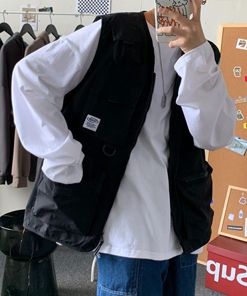 WESTBOY（ウエストボーイ）の「ルーズシルエットビッグポケットフィッシングベスト WO22WOT01【WB ORIGINALS】（ベスト・メンズ・ブラック/オリーブ・FREE）」の10枚目の写真