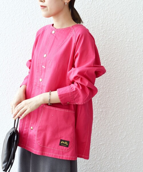 SHIPS（シップス）の「*【SHIPS別注】StanRay：ノーカラーカバーオール（セットアップ対応可能）◆（カバーオール・レディース・ブラック/サンドベージュ/ブルー/ライトピンク・ONE SIZE）」の4枚目の写真