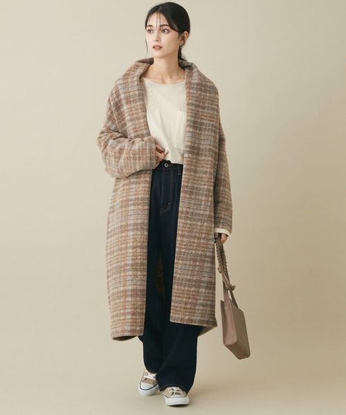 CRAFT STANDARD BOUTIQUE(クラフトスタンダードブティック)の「ニュアンスVネックコーディガン *◆(その他アウター・レディース・チェック/ベージュ系その他・FREE)」の4枚目の写真