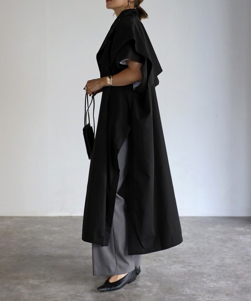 Bonjour Sagan（ボンジュールサガン）の「ハイネックトレンチベスト（ポンチョ・レディース・ブラック/ベージュ/キナリ・FREE）」の15枚目の写真