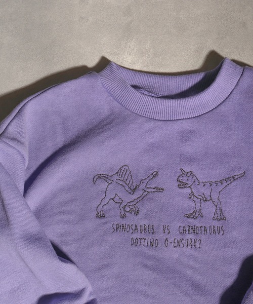 BREEZE（ブリーズ）の「【裏毛】恐竜VSトレーナー（スウェット・キッズ・グリーン/イエロー/オレンジ/ブルー/ブラック/パープル/グレー/ブラウン・100/110/120/130/140/90/80）」の6枚目の写真