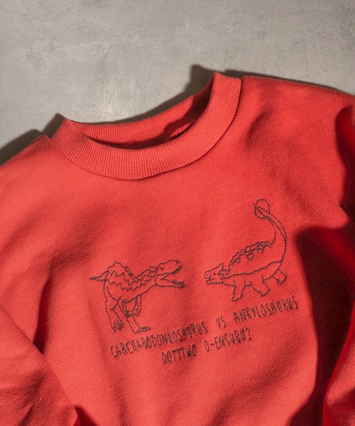 BREEZE（ブリーズ）の「【裏毛】恐竜VSトレーナー（スウェット・キッズ・グリーン/イエロー/オレンジ/ブルー/ブラック/パープル/グレー/ブラウン・100/110/120/130/140/90/80）」の8枚目の写真