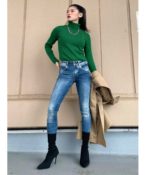 HONEYSUCKLE ROSE(ハニーサックルローズ)の「【HONEYSUCKLE ROSE】リブタートルネック(ニット/セーター・レディース・オフホワイト/ブラック/グリーン・M/L/S)」の20枚目の写真