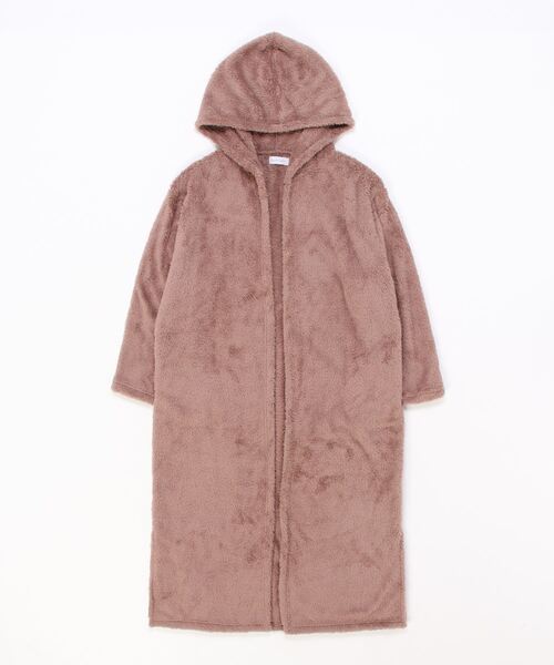 ARCADE（アーケード）の「マイクロファイバー モコボア 寒さ 冷え性対策 着る毛布 フード付き ロング丈 部屋着 ルームウェア メンズ レディース兼用（ガウン/バスローブ・メンズ・グレー/ブラウン/ベージュ/ネイビー/ブラック・FREE）」の16枚目の写真