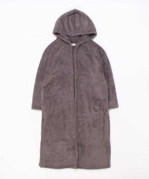 ARCADE（アーケード）の「マイクロファイバー モコボア 寒さ 冷え性対策 着る毛布 フード付き ロング丈 部屋着 ルームウェア メンズ レディース兼用（ガウン/バスローブ・メンズ・グレー/ブラウン/ベージュ/ネイビー/ブラック・FREE）」の17枚目の写真