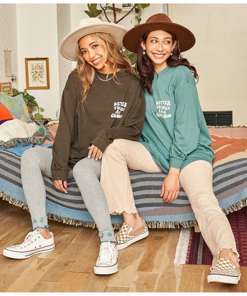 anap mimpi（アナップミンピ）の「裾メロウフラワー刺繍リブレギンス（レギンス/スパッツ・レディース・ブラック/グレー・FREE）」の11枚目の写真