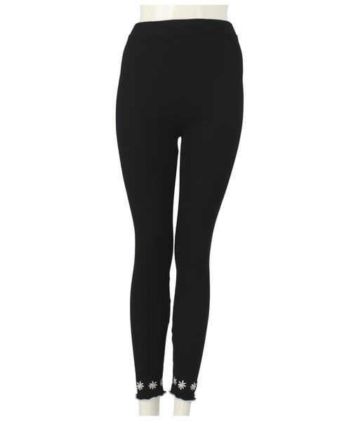 anap mimpi（アナップミンピ）の「裾メロウフラワー刺繍リブレギンス（レギンス/スパッツ・レディース・ブラック/グレー・FREE）」の13枚目の写真