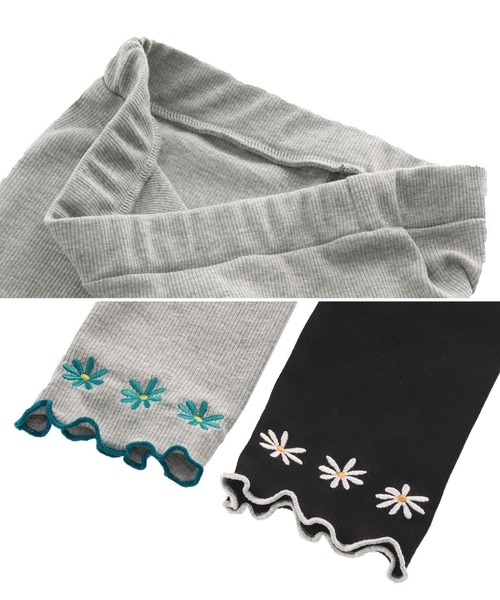 anap mimpi（アナップミンピ）の「裾メロウフラワー刺繍リブレギンス（レギンス/スパッツ・レディース・ブラック/グレー・FREE）」の9枚目の写真