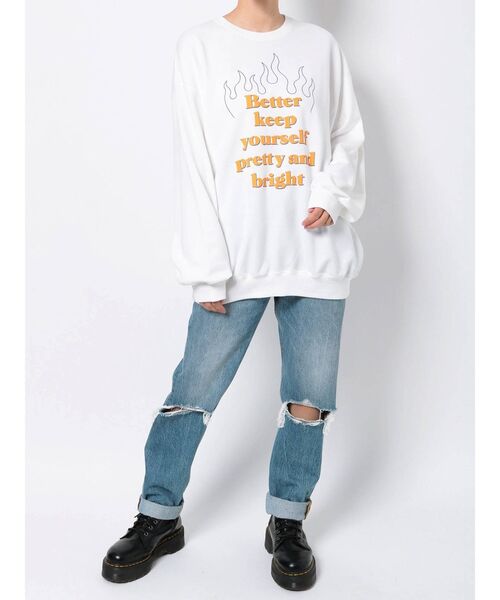 jouetie（ジュエティ）の「ファイヤーグラフィックルーズプルオーバー（Tシャツ/カットソー・レディース・ブラック/オフホワイト/パープル・MEDIUM）」の10枚目の写真