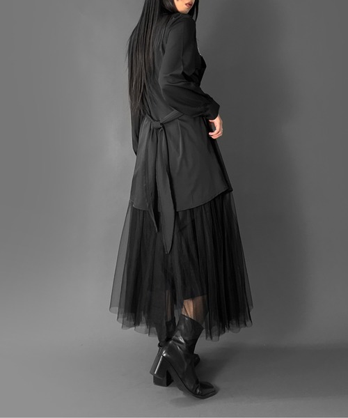 LVEU.（ラブユ.）の「【LVEU.】ビスチェデザインシャツワンピース / ワンピース ワンピ シャツ シャツワンピ ビスチェ チェーン ミニ ミニワンピ ブラック リボン チュニック（シャツワンピース・レディース・ブラック・FREE）」の19枚目の写真