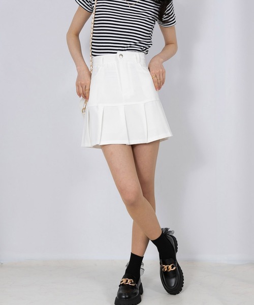 pumpkin port（パンプキンポート）の「インパン付 プリーツミニスカート（スカート・レディース・モカ/ホワイト/ブラック/グレー・MEDIUM/SMALL）」の7枚目の写真