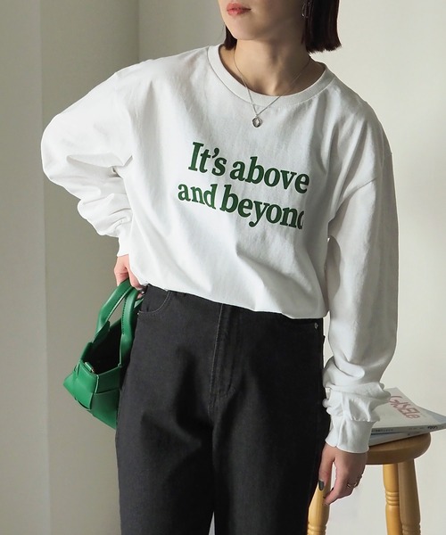 Riberry(リベリー)の「GILDAN It's aboveプリントロンT(Tシャツ/カットソー・レディース・ホワイト×ブラック/ホワイト×グリーン/ブラック・LARGE)」の4枚目の写真