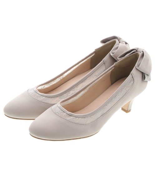 JELLY BEANS（ジェリービーンズ）の「バックリボンレーストリムパンプス<ふわさら>(204-12874)JELLY BEANS(ジェリービーンズ)（パンプス・レディース・ブラック/ライトピンク/ライトグレー・21.5/25.5/24.5/25/22.5/23/22/24/23.5）」の14枚目の写真