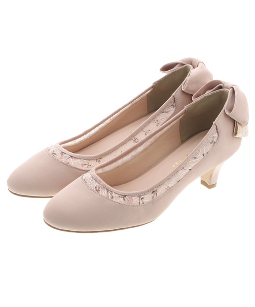 JELLY BEANS（ジェリービーンズ）の「バックリボンレーストリムパンプス<ふわさら>(204-12874)JELLY BEANS(ジェリービーンズ)（パンプス・レディース・ブラック/ライトピンク/ライトグレー・21.5/25.5/24.5/25/22.5/23/22/24/23.5）」の15枚目の写真