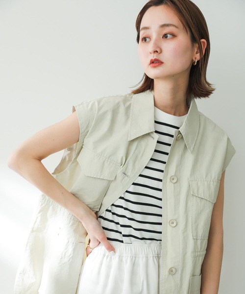 SENSE OF PLACE by URBAN RESEARCH（センスオブプレイスバイアーバンリサーチ）の「2WAYミリタリージャケット（ミリタリージャケット・レディース・アイボリー/カーキ/チャコールグレー・ONE）」の11枚目の写真