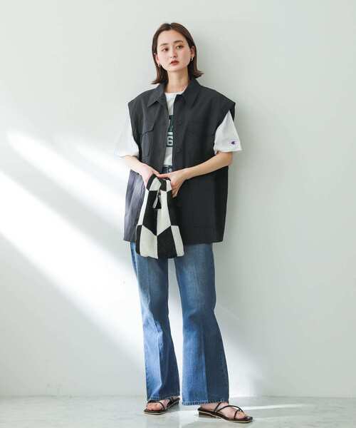 SENSE OF PLACE by URBAN RESEARCH（センスオブプレイスバイアーバンリサーチ）の「2WAYミリタリージャケット（ミリタリージャケット・レディース・アイボリー/カーキ/チャコールグレー・ONE）」の5枚目の写真