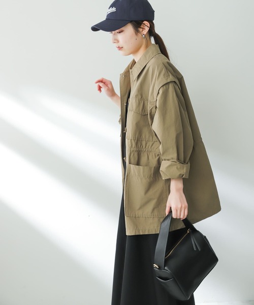 SENSE OF PLACE by URBAN RESEARCH（センスオブプレイスバイアーバンリサーチ）の「2WAYミリタリージャケット（ミリタリージャケット・レディース・アイボリー/カーキ/チャコールグレー・ONE）」の20枚目の写真