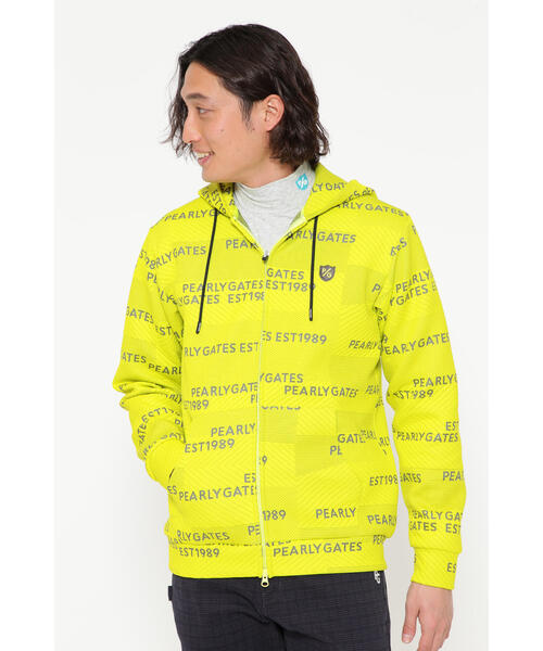 PEARLY GATES】パッチワークパフブリスター フルジップフーディ ＜ロゴ柄＞