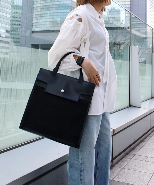 atneK（アトネック）の「【atneK】パラフィンキャンバストート（トートバッグ・レディース・ネイビー・FREE）」の17枚目の写真