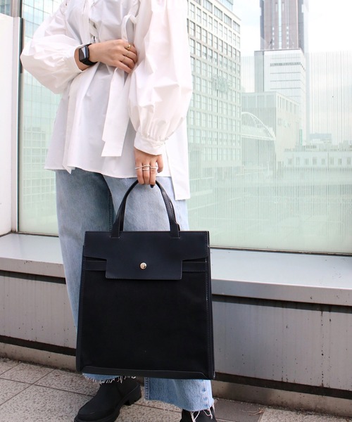 atneK（アトネック）の「【atneK】パラフィンキャンバストート（トートバッグ・レディース・ネイビー・FREE）」の18枚目の写真