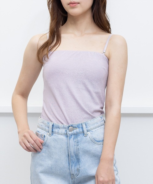 clear（クリア）の「カップ付きラメベアトップ/インナー（チューブトップ・レディース・ブルー/ピンク/シルバー・F）」の3枚目の写真
