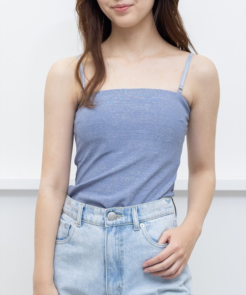 clear（クリア）の「カップ付きラメベアトップ/インナー（チューブトップ・レディース・ブルー/ピンク/シルバー・F）」の2枚目の写真