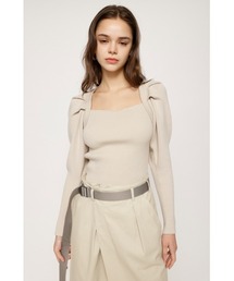 SLY | TUCK PUFF SQUARE HG TOPS タック パフスリーブ パフショルダー ハイゲージ トップス ニット スクエアネック(ニット/セーター)