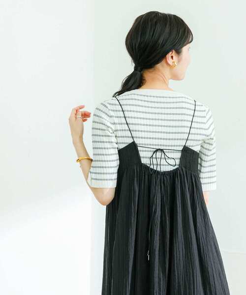 URBAN RESEARCH（アーバンリサーチ）の「コンパクトリブ5分袖ニット（ニット/セーター・レディース・ベージュ系その他/ブルー/ネイビー/その他1・FREE）」の9枚目の写真