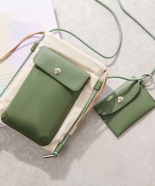 cache cache(カシュ カシュ)の「cachecache(カシュカシュ)スマホ雑材ミニショルダー(ショルダーバッグ・レディース・ブラック/ベージュ/グリーン・FREE)」の3枚目の写真