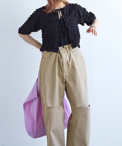 w closet（ダブルクローゼット）の「【サイズ調節できる】ダメージチノパンツ（チノパンツ・レディース・ベージュ・FREE）」の20枚目の写真