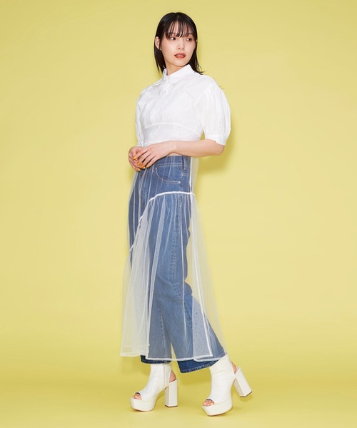 FOREVER 21（フォーエバー トゥエンティーワン）の「裾ゴムショートシャツ（シャツ/ブラウス・レディース・オフホワイト/ブラック/ピンク/ライトグリーン・FREE）」の11枚目の写真