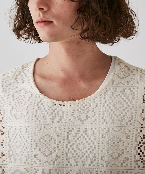 tk.TAKEO KIKUCHI（ティーケータケオキクチ）の「◆スクエアレースノースリーブ（タンクトップ・メンズ・ブラック/オフホワイト・88）」の6枚目の写真