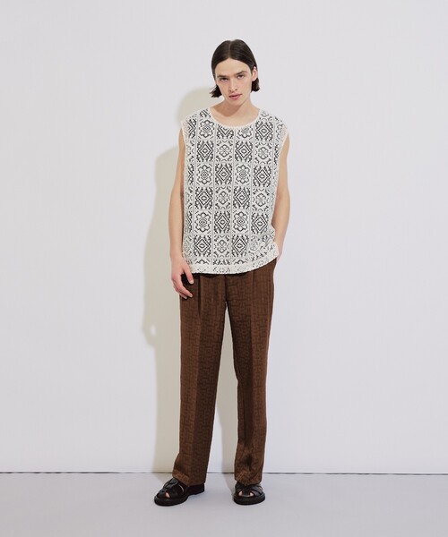 tk.TAKEO KIKUCHI（ティーケータケオキクチ）の「◆スクエアレースノースリーブ（タンクトップ・メンズ・ブラック/オフホワイト・88）」の19枚目の写真