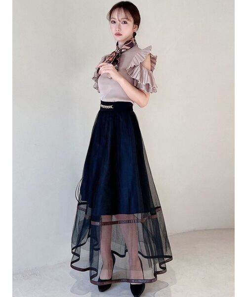 RESEXXY（リゼクシー）の「チュールフレアベルトデザインスカート（スカート・レディース・ブラック/ベージュ/ミント・FREE）」の6枚目の写真