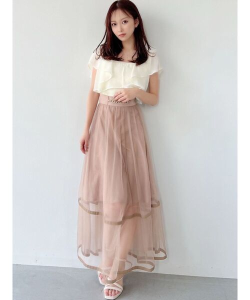 RESEXXY（リゼクシー）の「チュールフレアベルトデザインスカート（スカート・レディース・ブラック/ベージュ/ミント・FREE）」の12枚目の写真