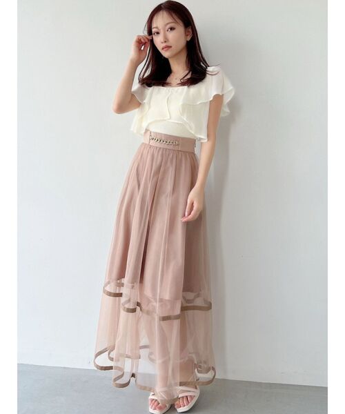 RESEXXY（リゼクシー）の「チュールフレアベルトデザインスカート（スカート・レディース・ブラック/ベージュ/ミント・FREE）」の13枚目の写真