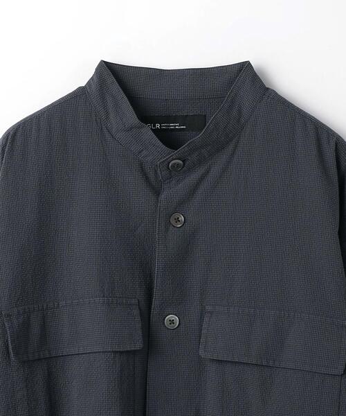 green label relaxing（グリーンレーベルリラクシング）の「リップルチェック ダブルパッチ バンドカラー シャツブルゾン（シャツ/ブラウス・メンズ・ケリー/ナチュラル/ダークグレー・S/XL/M/L）」の15枚目の写真