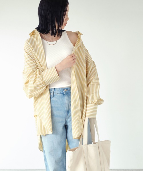 Chaco closet(チャコ クローゼット)の「リブカップ付きアメリカンスリーブタンクトップ(タンクトップ・レディース・アイボリー/ブラック/オフホワイト/ブラウン/グリーン/イエロー・FREE)」の15枚目の写真