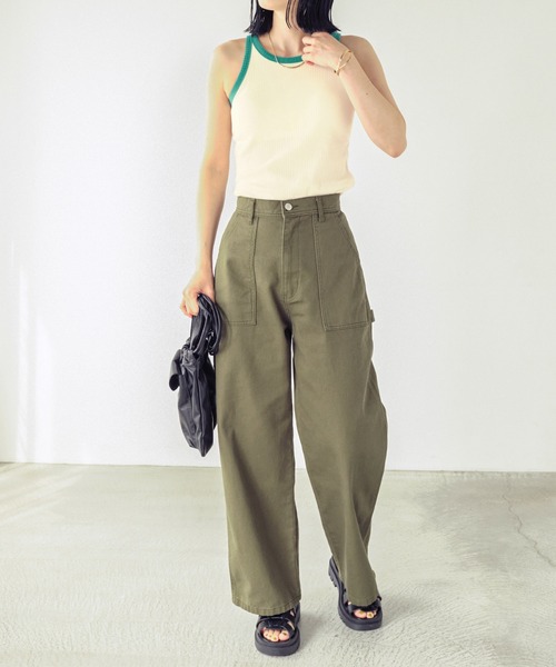 Chaco closet(チャコ クローゼット)の「リブカップ付きアメリカンスリーブタンクトップ(タンクトップ・レディース・アイボリー/ブラック/オフホワイト/ブラウン/グリーン/イエロー・FREE)」の18枚目の写真