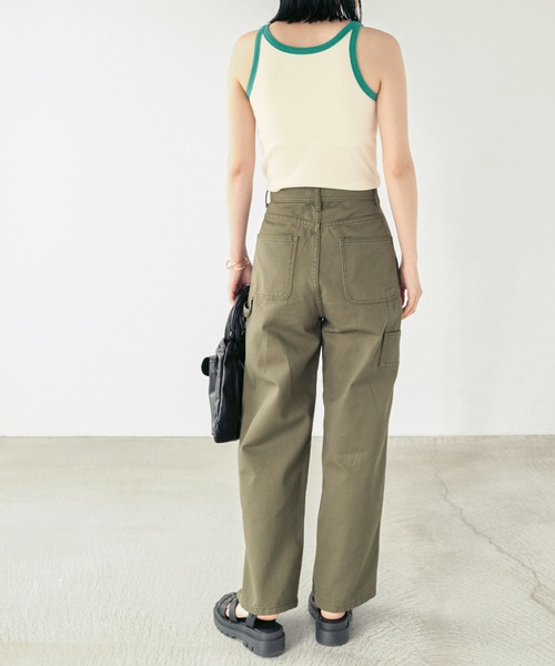 Chaco closet(チャコ クローゼット)の「リブカップ付きアメリカンスリーブタンクトップ(タンクトップ・レディース・アイボリー/ブラック/オフホワイト/ブラウン/グリーン/イエロー・FREE)」の10枚目の写真