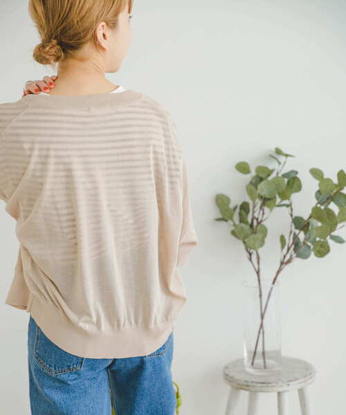 ITEMS URBANRESEARCH（アイテムズ アーバンリサーチ）の「シアークルーネックカーディガン（カーディガン/ボレロ・レディース・グリーン系その他/グレー系その他/ブラック/ブルー系その他・FREE）」の6枚目の写真