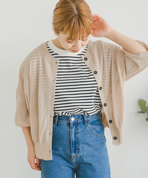 ITEMS URBANRESEARCH（アイテムズ アーバンリサーチ）の「シアークルーネックカーディガン（カーディガン/ボレロ・レディース・グリーン系その他/グレー系その他/ブラック/ブルー系その他・FREE）」の7枚目の写真