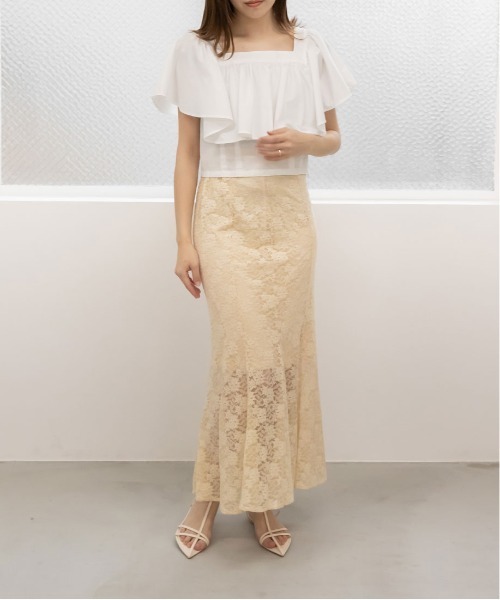 RANDA(ランダ)の「マーメイドレーススカート(スカート・レディース・ブラック/ベージュ・0/1)」の7枚目の写真