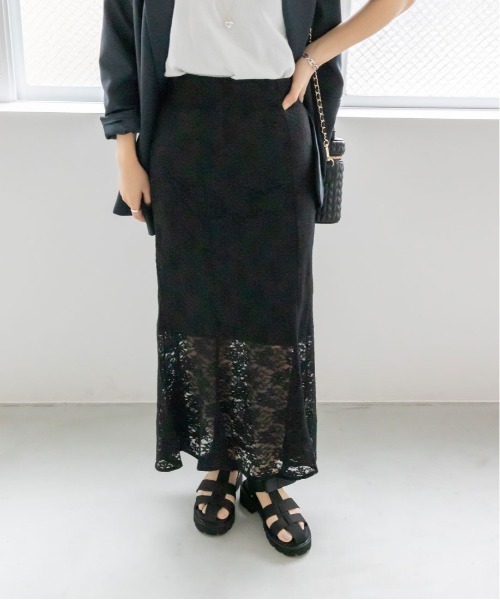 RANDA(ランダ)の「マーメイドレーススカート(スカート・レディース・ブラック/ベージュ・0/1)」の9枚目の写真