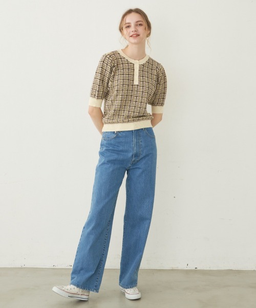 idem（イデム）の「【ZOZOTOWN限定】 mix color polo knit/半袖ニットTOPS（ニット/セーター・レディース・アイボリー/ネイビー・FREE）」の21枚目の写真