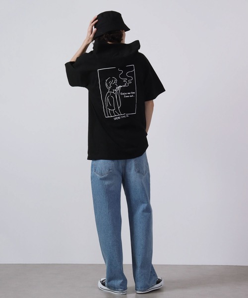 MODISH GAZE(モディシュガゼ)の「MODISH GAZE 線画 Just Relax半袖Tパーカー(パーカー・メンズ・ブラック/ホワイト・M/XL/L)」の15枚目の写真